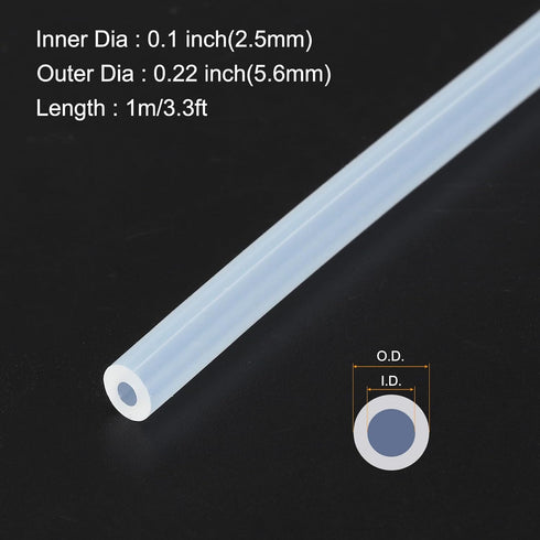1m(3.3ft) Clear Silicone Tubing, 2.5mm(0.1") ID x 5.6mm(0.22") OD for Pump Siphoning, Draining, Irrigation, Brewing