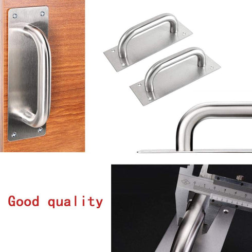 WANLIAN 2Pcs Pull Push Door Plate Handle - 8inch Stainless Steel Heavy Duty Barn Door Pull with Mounting Screws (Silver)