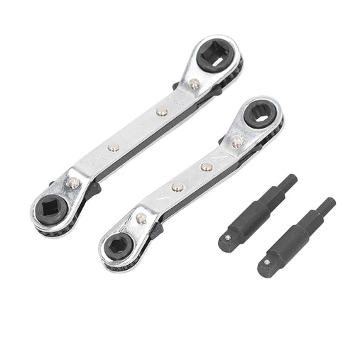 HVAC Service Wrench Set: 3/8 1/4 5/16 Ratchet Wrench with 2 Bit Adapter for Equipment Repair
