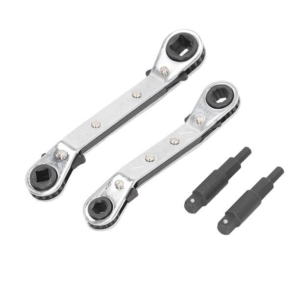 HVAC Service Wrench Set: 3/8 1/4 5/16 Ratchet Wrench with 2 Bit Adapter for Equipment Repair