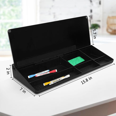 Glass Desk Whiteboard, Small Dry Erase Board with Storage Drawer, Desktop Organizer for Office Accessories, School