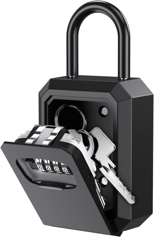 ORIA Upgraded Key Lock Box, 4 Digit Combination Lock Box with Shackle, Wall Mounted Weatherproof Key Safe