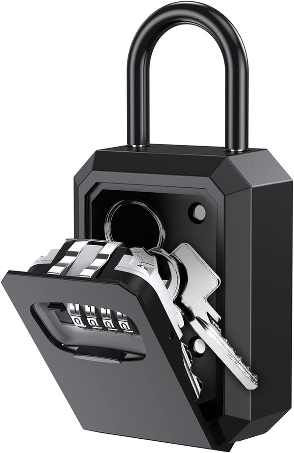 ORIA Upgraded Key Lock Box, 4 Digit Combination Lock Box with Shackle, Wall Mounted Weatherproof Key Safe