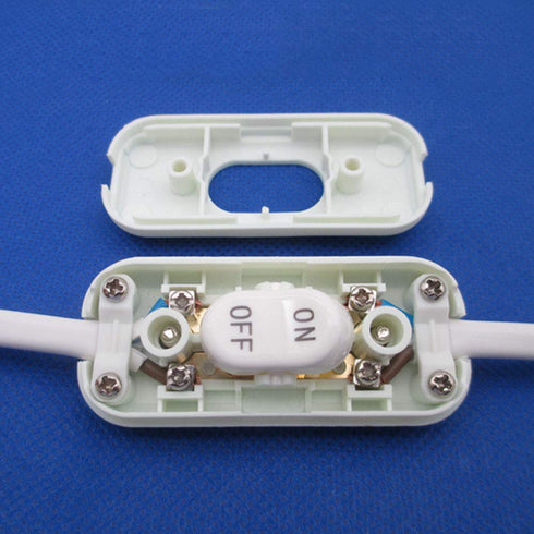 E-outstanding Inline Cord Switch, On/Off White Button, Feed Cord Switch for Table Lamp, Desk Light, Bed Lamp 6A 250V