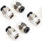 PC 1/4" Od x 1/4" NPT Thread Push to Connect Pneumatic Tube Fitting Male Straight Union Fittings (5 Pack)