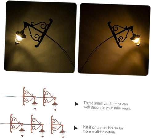 5pcs Uonlytech Scale Warm White LED Mini Wall Sconces in Antique Bronze DIY Sand Table Scene Accessories for Mini House