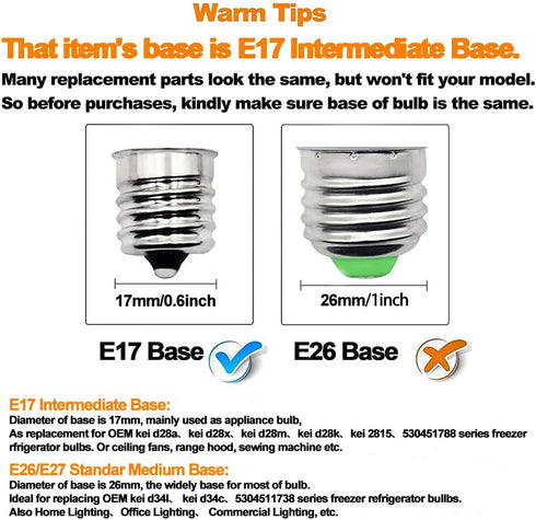 Upgraded 5304517886 kei d28a kel2811 LED Bulb E17 4W Refrigerator Light Bulb Replace, Daylight 5.5W Appliance Lamp Range Hood 40W-60W Equivalent, AC100-265V Non-Dimmable, Pack of 2 by ZHENMING