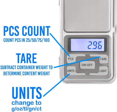 Kingwin Mini Digital Jewelry Scale: Tare Full Capacity, Auto Off, LCD Display with Back Light, 200G/0.01G Accuracy