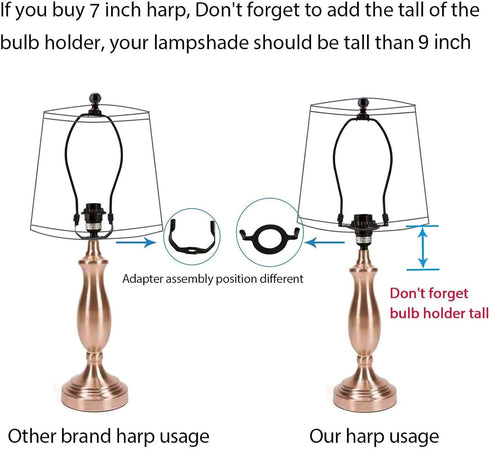 7" E26 Set,for Lamp Shade Harp Holder and Light Base UNO Fitter Adapter Converter Finial Table and Floor Lamps-(Bronze)
