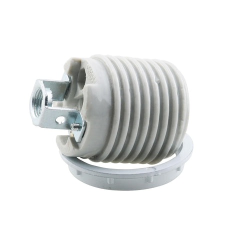 YHXiXi E26 Medium Base Ceramic Lamp Holder with Shade Ring and Bracket Keyless Ceramic Threaded Socket Lighting Fixture