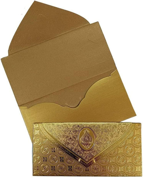 Shagun Envelopes Money Cash Gift - 3 Fold Gold Design Envelope (10 piece) for Indian Wedding, Diwali, Birthday,