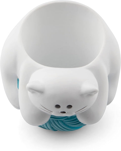 Chapman and Grand Relaxing Kitty Cat Pen Holder (White/Turquoise), Patent Pending Design