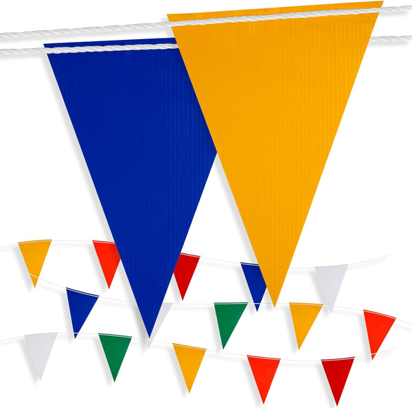 Multicolor Pennant Safety Flags, Perimeter Warning Flag Banner Line for Construction/Traffic Barrier/Parking