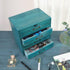Wooden Storage Box with 4 Drawers, Vintage Office Supplies Organizer, Rustic Jewelry Box (BLUE)