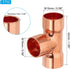 PATIKIL 15mm ID 1mm Thick Tee Copper Fitting, 3pcs 99.9% 3 Way Pure Copper for Plumbing HVAC