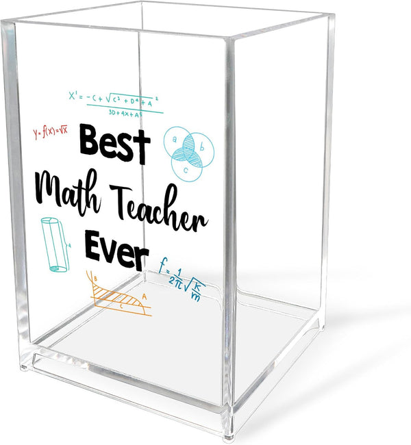 HUHALLI Math Teacher Appreciation Gifts Thank You Acrylic Pencil Bookmark Holder Pen Cup