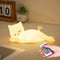 Lying Flat Cat Lamp Funny Gifts, 16 Colors+5 Dimming+Silicone Random Stuff, Touch+Remote+Recharge