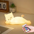 Lying Flat Cat Lamp Funny Gifts, 16 Colors+5 Dimming+Silicone Random Stuff, Touch+Remote+Recharge