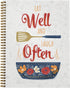 Softcover Eat Well 8.5" x 11" Recipe Spiral Notebook/Journal, 120 Recipe Pages, Durable Cover, Gold Wire-o Spiral