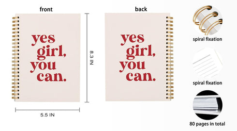 JWVK Motivational Feminist Positive Affirmations Notebook, Girl Power Print Journal for Women, 5.5 x 8.3
