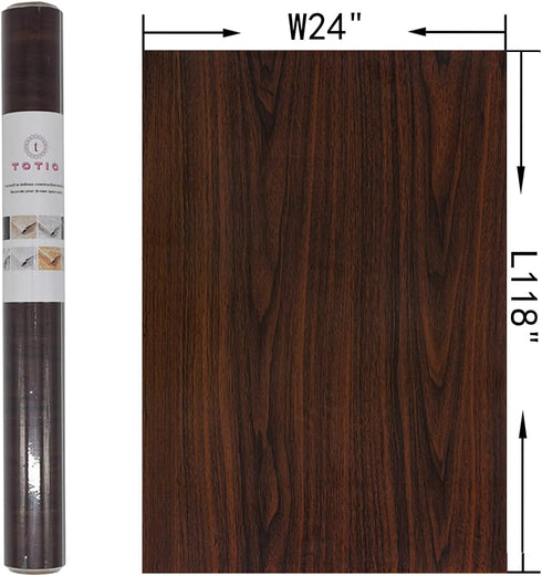 Countertop Counter 24"x118" TOTIO Dark Brown Wood Wallpaper Black Walnut Wood Contact Paper Thick Peel Stick Wood Look