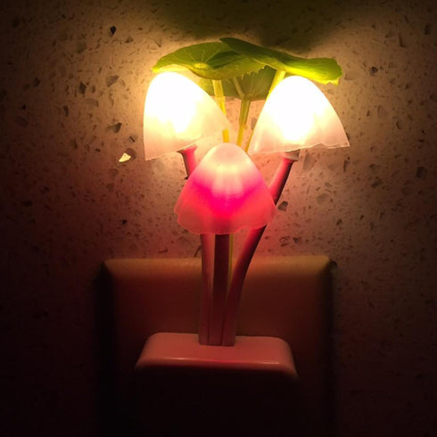 Warmstor 2 Pack Mushroom Night Light Plug-in, Lotus Leaves/Water-Weeds Mushrooms Colors Changing Nightlight Colorful