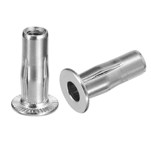 uxcell M6 Multi-Grip Rivet Nuts, 2pcs Pre-Bulbed Shank Flat Head Threaded Insert Nut for Construction & Industrial
