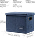 PRANDOM File Organizer Box - Set of 2 Collapsible Decorative Linen Storage with Lids for Office Cabinet (Navy Blue)