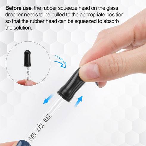 4pcs 1ml Dropper, Eye Dropper Glass with Measurements, Bent & Straight Tip, Liquid Accurate Dropper with Brush
