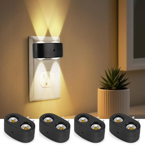 SETEN 4-Pack LED Night Lights Plug into Wall, 2700K Soft White with Light
