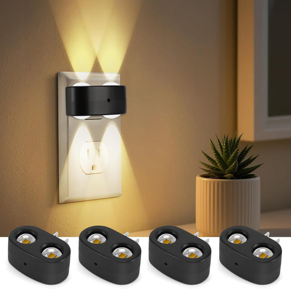 SETEN 4-Pack LED Night Lights Plug into Wall, 2700K Soft White with Light
