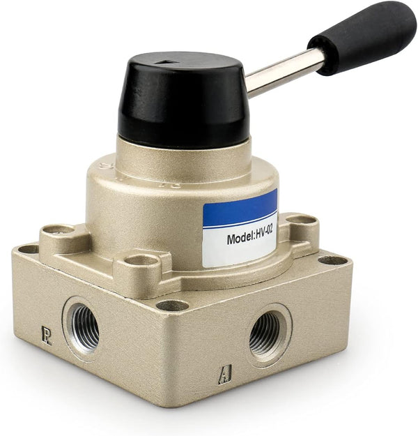 Baomain HV-02 Rotary Lever Hand Valve, PT1/4 Air Flow Control, 3 Position 4 Way