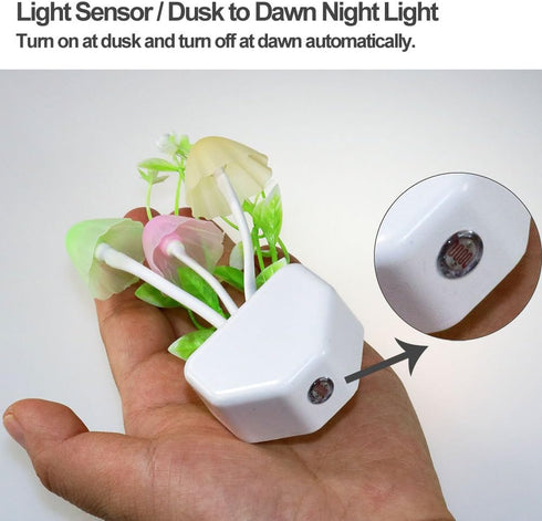 AUSAYE Sensor Led Night Light, Color Changing Plug-in LED Mushroom Light Dream Bed Lamp Cute NightLight Sweet Night