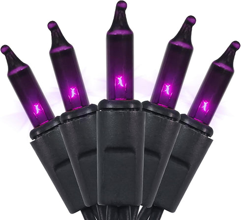 MULTI-SPARKING Halloween Lights Purple 35 Count - Incandescent Purple Mini String Lights
