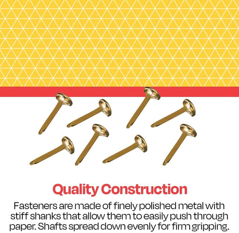 School Smart Brass Plated Fasteners, 3/4 inch, Box of 100 (059949), Maroon