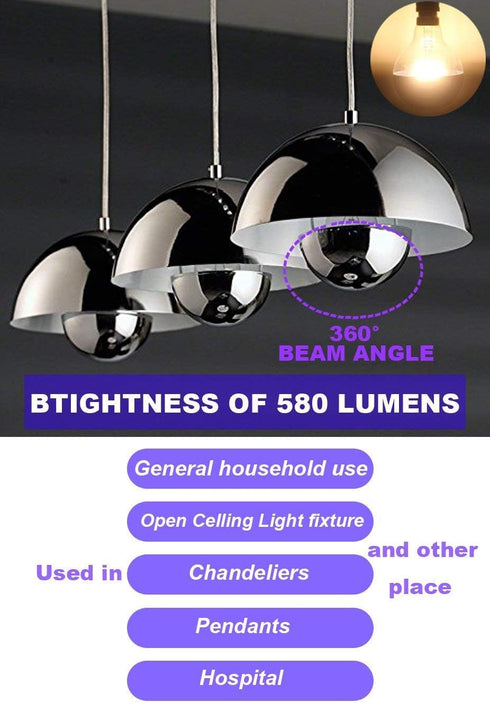 Bulbs,Dimmable,LED Bulbs,Silver Bulb,Mirror 6W (60W G80/G25 Bulb,E26 2700K,for Pack 2 LUXON Half Chrome Light Edison