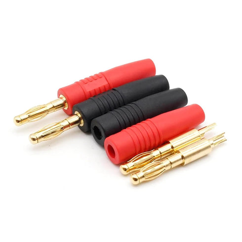 Qingdinu 4 4mm Pcs Plugs Gold Plated Musical Speaker Cable Wire Pin Banana Plug Connectors(Red)