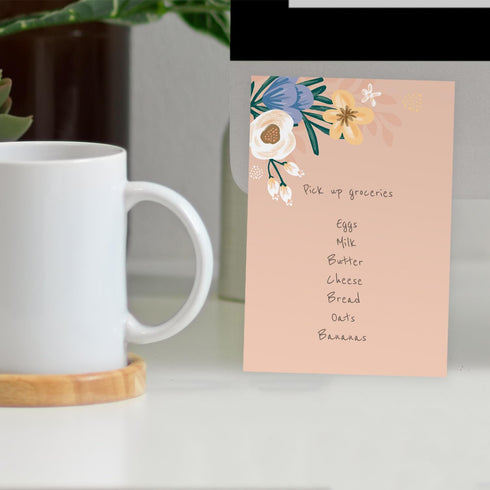 Simple Floral Sticky Note Pad Set of 5 Assortment / 4" x 6" Botanical Pads / 50 Sheets Per Pad / Made in USA