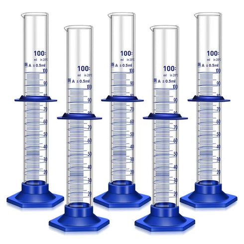5PCS Graduated Cylinder Measuring Cylinder, Thick Glass Lab Cylinders (100ML)