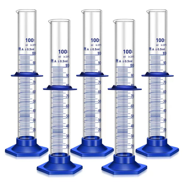 5PCS Graduated Cylinder Measuring Cylinder, Thick Glass Lab Cylinders (100ML)