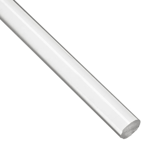 Acrylic Round Rod, Transparent Clear, 1" Diameter, 24" Length, Standard Tolerance