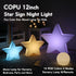 12-inch 16 4 LED Star Sign Night Light, Fun & Cute Stars Mood Lamp for Kids, RGB Colors & Modes, Rechargeable