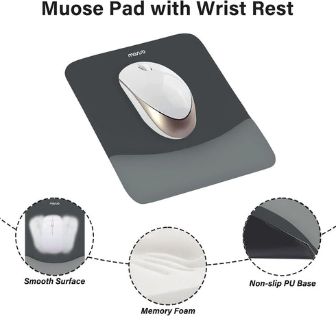 MOSISO Wrist Rest Support for Mouse Pad & Keyboard Set, Ergonomic Non-Slip Base Home/Office Pain Relief Pad with