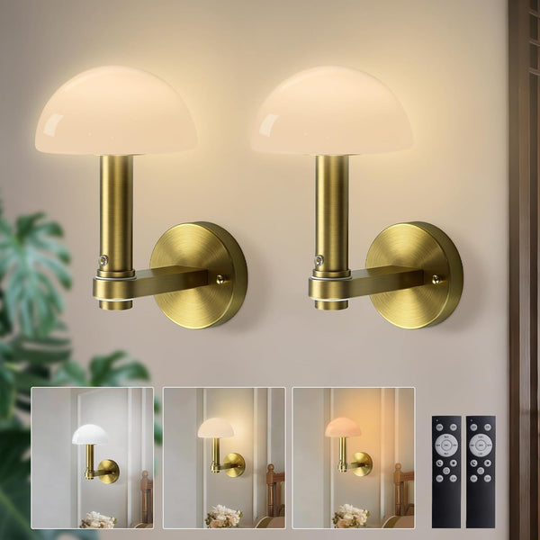 Wireless Wall Sconces Set of 2 for Bedroom Living Room, Battery Operated