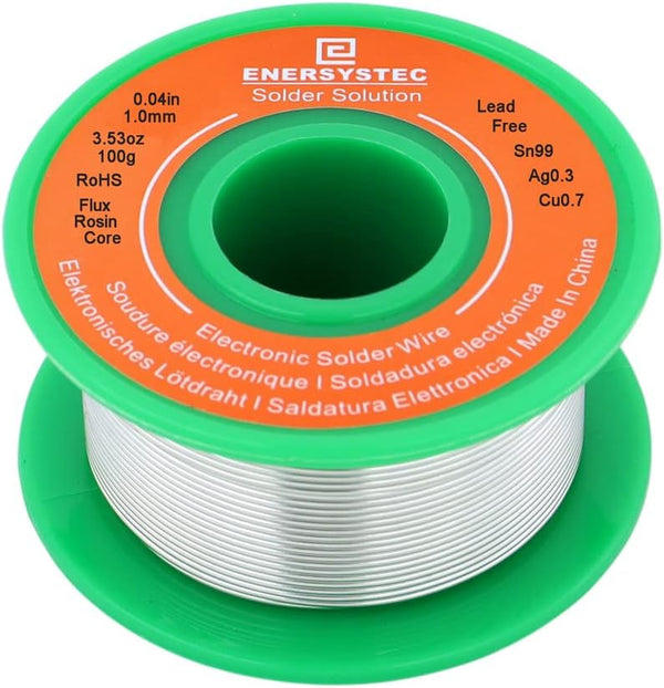 Lead Free Solder Wire Rosin Core, 1.0mm 100g, Electronic Solder Wire Alloy Sn99 Ag0.3 Cu0.7