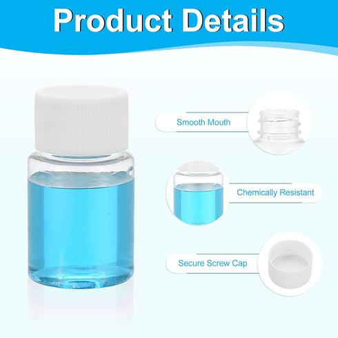 PATIKIL 30ml Reagent Bottles, 10 Pcs, PET Wide Mouth Round with Screw Cap for Lab Liquid, Solid Sample Storage
