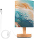 ALAZA Teal Green Turquoise Orange Marble Table Lamp for Bedroom USB Port