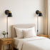 YJQHXY Set 2 3-Prong of Black & Gold Wall Sconces, Plug-in or Hardwired, Adjustable Metal Shade, Reading Lights