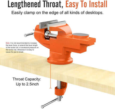 3 Inch, 360Swivel Housolution Universal Table Vise Base Bench Clamp Home Vise Clamp-On Vise Repair Tool Portable Work