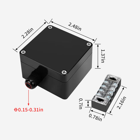 ABS IP67 Waterproof Dustproof Electrical Junction Box, with 15A 600V Barrier Terminal Cable Connector